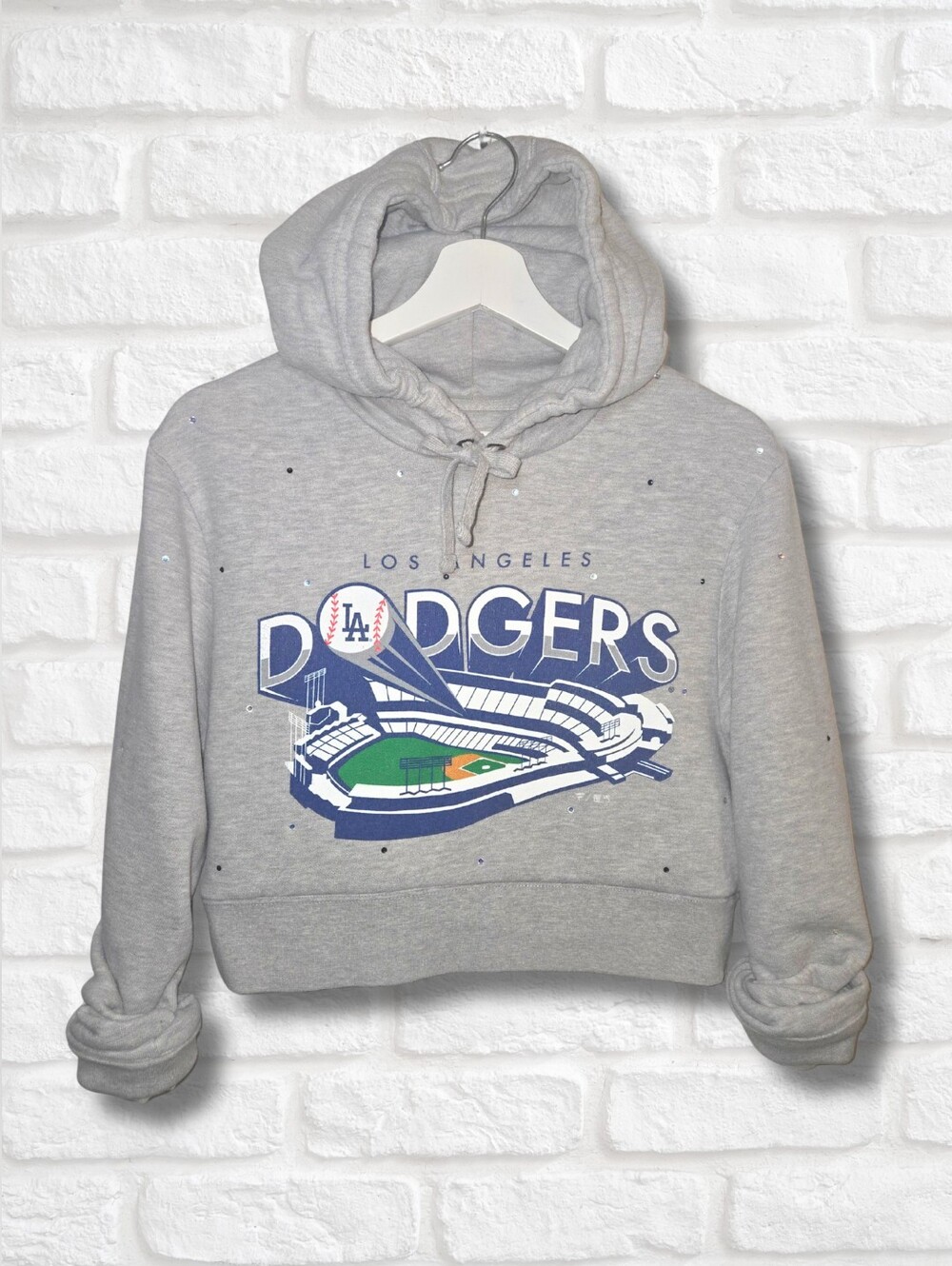 Los Angeles Dodgers Crop Hoodie W/Rhinestones